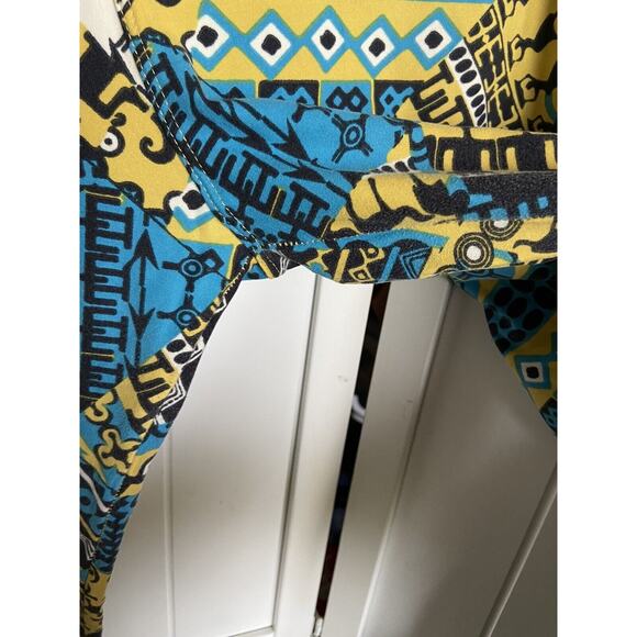 LuLaRoe Womens Leggings Sz TC Blue Yellow Black‎ White Art Deco 12 14 16 18 - Picture 4 of 7
